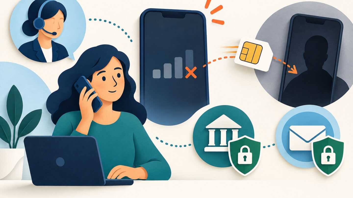 Téléphone sans réseau pendant que son propriétaire contacte opérateur et banque depuis un second appareil